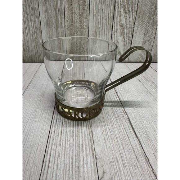 Vintage Disaronno Liquor Cocktail Libbey Glass Cups Metal Handle - Set Of 2 - Picture 4 of 7